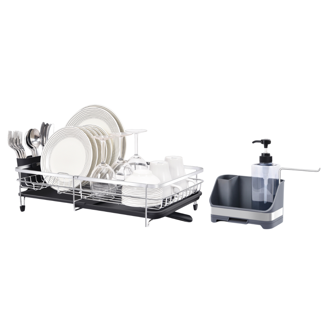 IXA10® | Escorredor de pratos expansível + dispensador de sabão